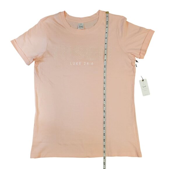 Risen Luke 24:6 Pink T-Shirt Women's Small 100% Cotton - Picture 7 of 10